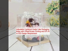 অফসেট/স্ক্রিন প্রিন্টিং এবং ইপিএস এআই বা পিএসডি ডিজাইন প্রয়োজনীয়তার সাথে নিয়মিত কার্ডস্টক গ্রেড কেক প্যাকেজিং বাক্স