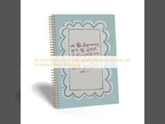 A5 স্পাইরাল হার্ডকভার নোটবুক, উজ্জ্বল রঙের স্কিম এবং এমবসড ডিজাইন কৌশল সহ